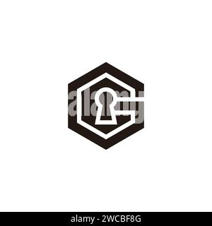 letter g hexagonal key hole logo vector Stock Vector