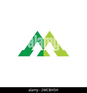 letter m green mountain arrow logo vector Stock Vector