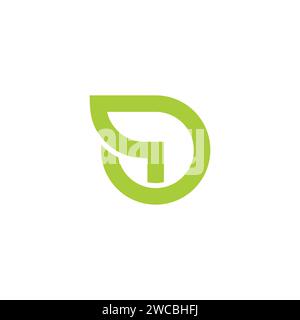 letter d simple geometric circle leaf logo vector Stock Vector