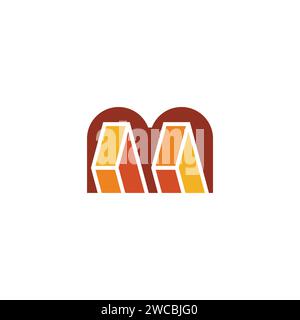 letter m brick 3d colorful logo vector Stock Vector