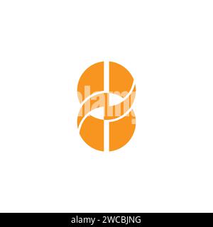 circles number 8 letter n thunder energy shape logo vector Stock Vector