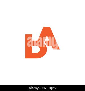 letter ba linked font simple geometric logo vector Stock Vector