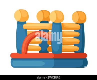 Bouncy inflatable castle with tower and safety wall vector illustration isolated on white background Stock Vector