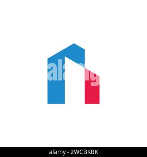 letter r building tall simple geometric logo vector Stock Vector
