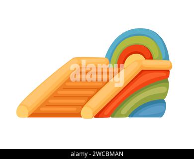 Bouncy inflatable castle with stairs vector illustration isolated on white background Stock Vector