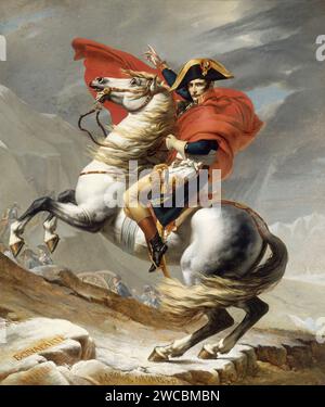 Title: Napoleon Crossing the Alps on 20th May 1800 Artist: Jacques-Louis David Date: 1802 Medium: Oil on canvas Dimensions: 271 x 232 cm Location: Château de Versailles, France Stock Photo