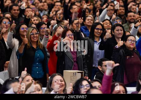 Bogota, Colombia. 15th Jan, 2024. Bogota's mayor Carlos Fernando Galan welcomes and appoints around 5.500 new teachers that will work on district schools of Bogota, Colombia, January 15, 2024. Photo by: Cristian Bayona/Long Visual Press Credit: Long Visual Press/Alamy Live News Stock Photo