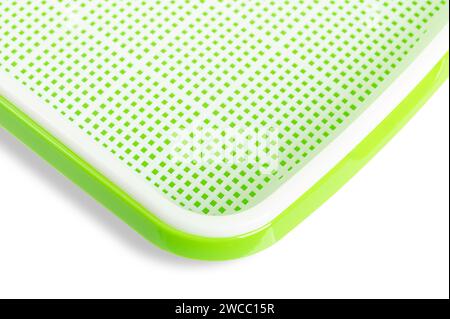Seed sprouter tray. Growing set for sprouting seeds, and for growing a large amount of shoots without soil, and on water basis. Green germination tray. Stock Photo
