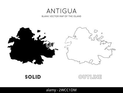 Antigua map. Blank vector map of the Island. Borders of Antigua for your infographic. Vector illustration. Stock Vector