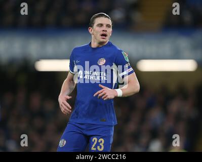 Conor Gallagher of Chelsea. - Chelsea v Newcastle United, Carabao Cup, Stamford Bridge Stadium, London, UK - 19th December 2023. Editorial Use Only - DataCo restrictions apply. Stock Photo