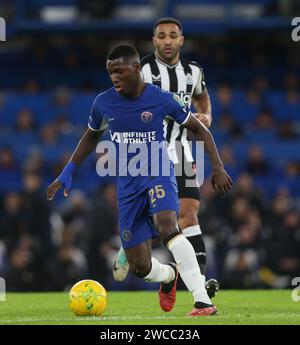 Moises Caicedo of Chelsea. - Chelsea v Newcastle United, Carabao Cup, Stamford Bridge Stadium, London, UK - 19th December 2023. Editorial Use Only - DataCo restrictions apply. Stock Photo