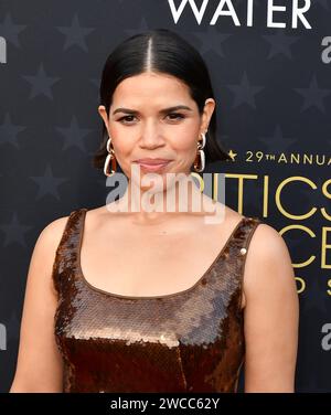 Santa Monica, California. January 14, 2024, America Ferrera attends the 29th Annual Critics Choice Awards at Barker Hangar on January 14, 2024 in Santa Monica, California. Photo: C Flanigan/imageSPACE Stock Photo