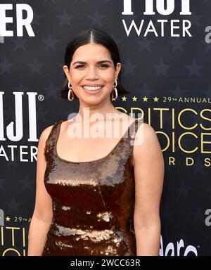 Santa Monica, California. January 14, 2024, America Ferrera attends the 29th Annual Critics Choice Awards at Barker Hangar on January 14, 2024 in Santa Monica, California. Photo: C Flanigan/imageSPACE Stock Photo