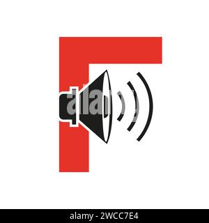 Music Logo On Letter F, Sound Icon. Podcast Icon, Broadcast Symbol Vector Template Stock Vector