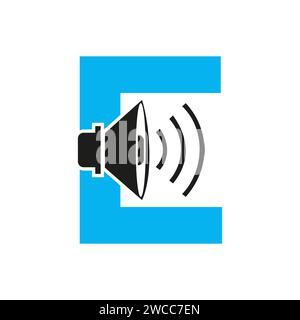 Music Logo On Letter E, Sound Icon. Podcast Icon, Broadcast Symbol Vector Template Stock Vector