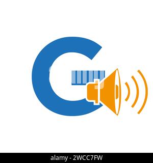 Music Logo On Letter G, Sound Icon. Podcast Icon, Broadcast Symbol Vector Template Stock Vector