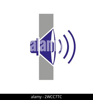 Music Logo On Letter I, Sound Icon. Podcast Icon, Broadcast Symbol Vector Template Stock Vector