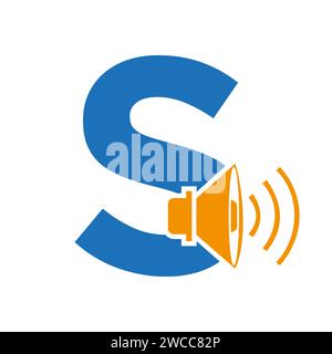 Music Logo On Letter S, Sound Icon. Podcast Icon, Broadcast Symbol Vector Template Stock Vector