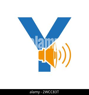 Music Logo On Letter Y, Sound Icon. Podcast Icon, Broadcast Symbol Vector Template Stock Vector
