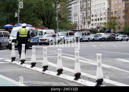 Police cars at Columbus Circle, New York City Stock Photo