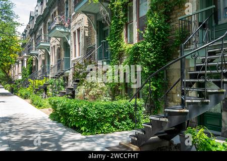 Victorian houses in Le plateau Mont Royal borough in Montreal, Quebec Stock Photo