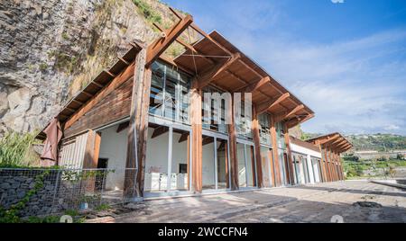 Abandoned building - deserted marine port in Madeira Island. Stock Photo