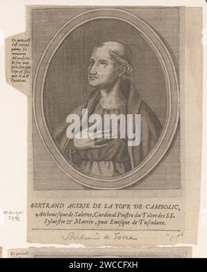 Portret van Bertrand Augier de la Tour, Etienne Picart, 1660 print   paper engraving / etching / letterpress printing historical persons. cardinal Stock Photo