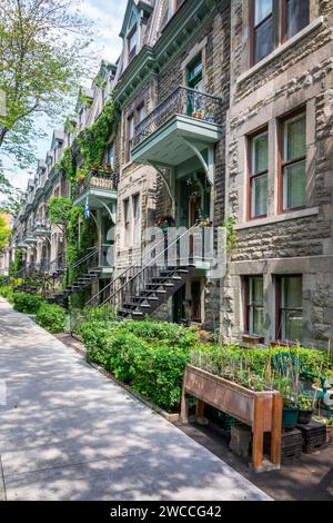 Victorian houses in Le plateau Mont Royal borough in Montreal, Quebec Stock Photo