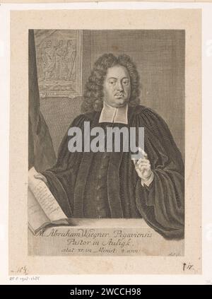 Portrait of Abraham Wiegner, Martin Berbigeroth, 1723 print  Leipzig paper engraving historical persons. book - MM - book open. Pilate showing Christ to the people, 'Ostentatio Christi', 'Ecce Homo' (John 19:4-6). picture, painting Stock Photo