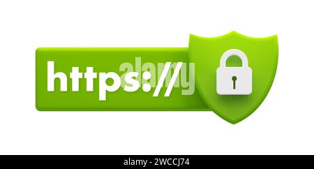 Secure HTTPS protocol shield symbolizing website security and encrypted internet connection Stock Vector