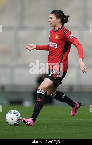 Manchester United Women v Newcastle  Women- Women’s FA Cup Fourth Round  LEIGH, ENGLAND - DECEMBER 14: Hannah Blundell of Manchester Utd during the Women’s FA Cup fourth round match between Manchester United and Newcastle at Leigh Sports Village on January 14 2024 in Leigh, England. Stock Photo