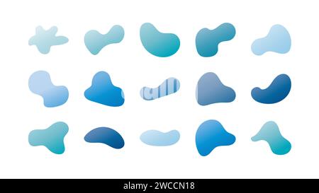 Set of gradient water blob shapes, round abstract elements. Simple water blotch shapes and form. Vector illustration Stock Vector