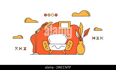 Home workplace. House sofa. Freelancer organization concept. Home workflow improvement. Abstract vector business concept. Benefits of remote work, lim Stock Vector