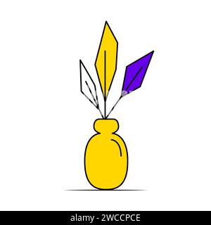 Flower in a pot or vase in cartoon style. House plant in flat style. Vector outline icon plant. Stock Vector