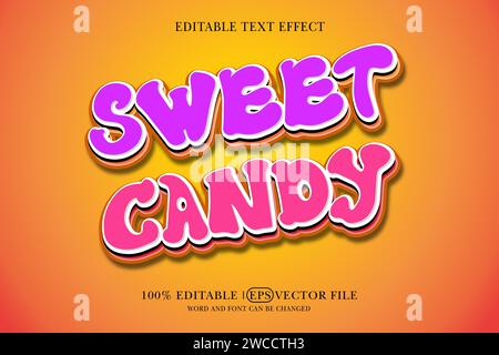 sweet candy 3d editable text effect cartoon style vector Stock Vector