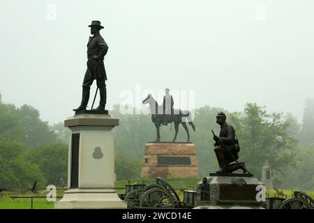 General Meade statue with Webb Statue, Gettysburg National Military Park, Pennsylvania Stock Photo