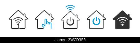 Smart home icon set. Concept of house wireless control. Technology system. User button. Vector illustration isolated on white background. Stock Vector