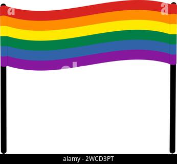 Rainbow Pride flag banner sign symbol icon. Flat vector illustration ...