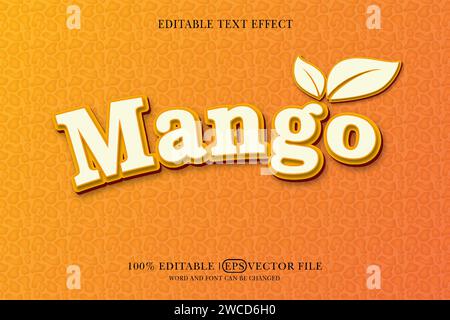 mango 3d style text effect, 3d text mockup, Stock Vector