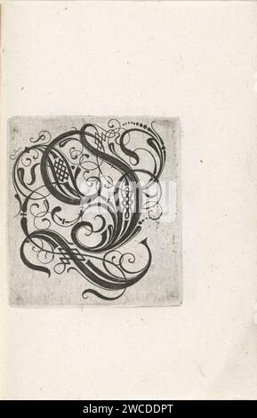 Letter Q, anonymous, c. 1600 - c. 1699 print From series of 24 Gothic letters with braid work: A-I, K-T and V-Z. Netherlands (possibly) paper engraving Stock Photo