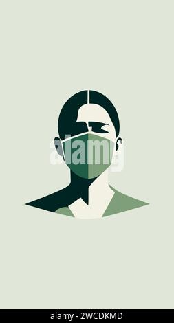 woman with revolutionary style protects herself with mouth covers in pandemic season Stock Vector