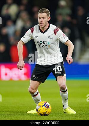 Derby County's Callum Elder during the Sky Bet League one match at Pride Park, Derby. Picture date: Monday January 15, 2024. Stock Photo