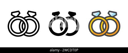 Multipurpose rings vector icon in outline, glyph, filled outline style. Three icon style variants in one pack. Stock Vector