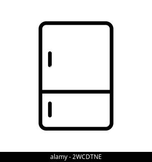 Vector black line icon fridge isolated on white background Stock Vector