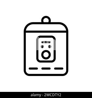 Vector black line icon kitchen multicooker isolated on white background Stock Vector