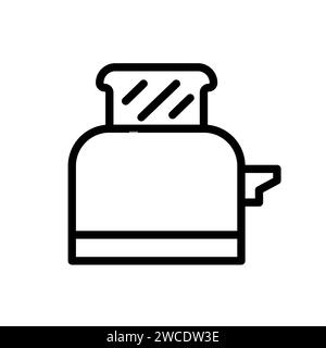 Vector black line icon bread toaster isolated on white background Stock Vector