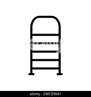 Vector black line icon ladder isolated on white background Stock Vector