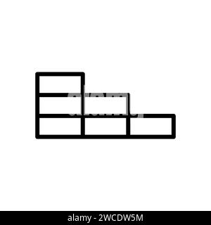 Vector black line icon brick wall isolated on white background Stock Vector