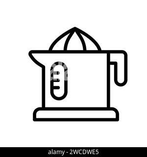 Vector black line icon juicer isolated on white background Stock Vector