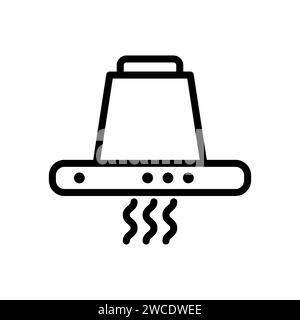 Vector black line icon kitchen hoods isolated on white background Stock Vector